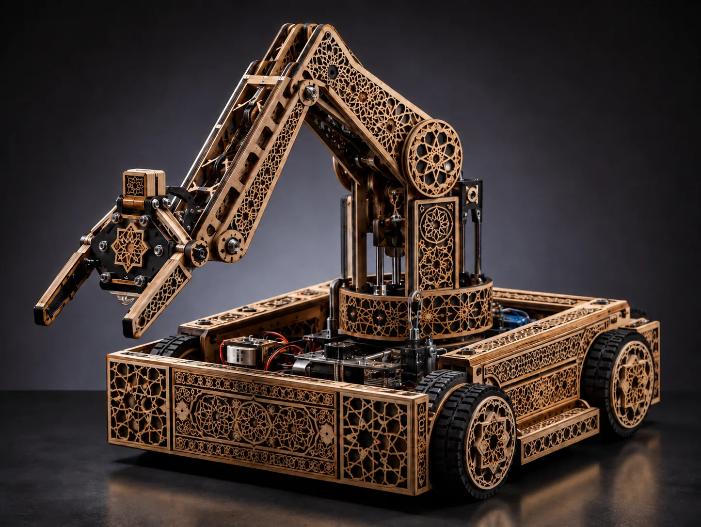 Islamic-crafted wooden robot — uniting faith and science